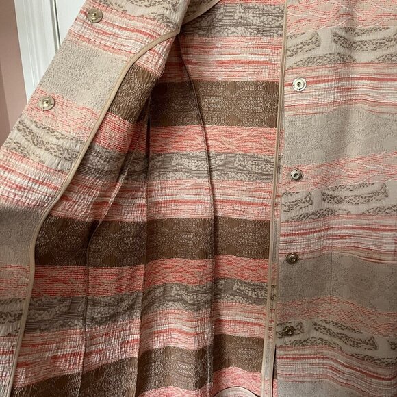 Basler Luxury Blazer Peach Irridescent Duster Snap Button Collarless Womens 8 US - Picture 9 of 13